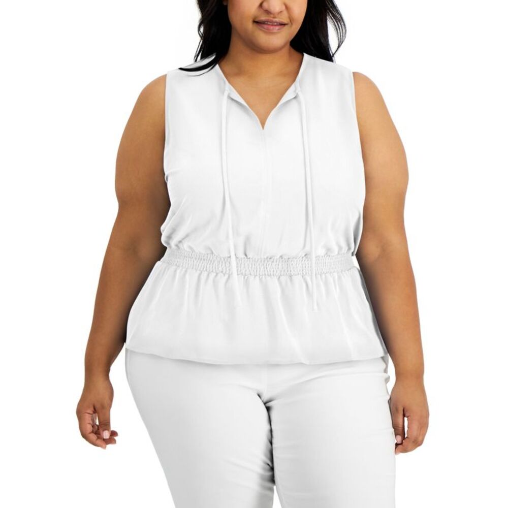 Alfani Plus Size Smocked Waist Top